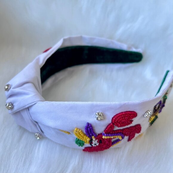 Handmade Bead Knotted Headband Carnival NOLA Let's Go Cray New Orleans Headband - Picture 6 of 7